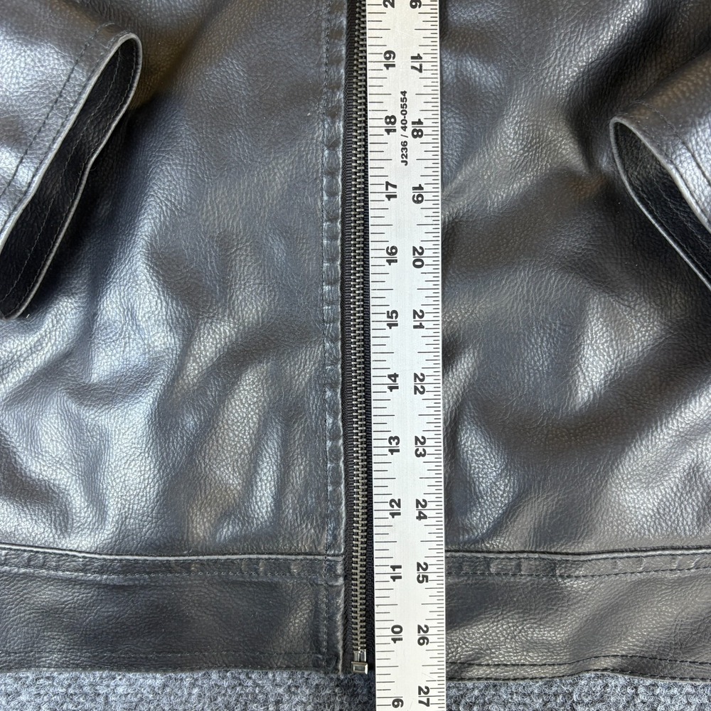 Guess Motorcycle Jacket Mens XL Black Faux Leather Removable Hooded Full Zip - Picture 2 of 8